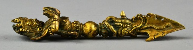 Tibetan Gilt Bronze Mahakala DaggerFinely 1716b0