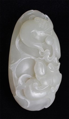 Chinese Carved Jade Bird and 1716ab
