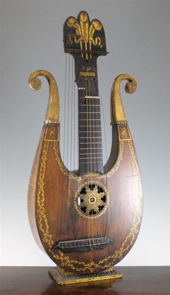 A Regency gilt wood and gesso lyre