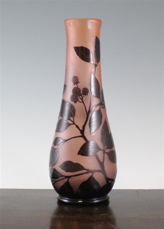 A French cameo etched glass vase