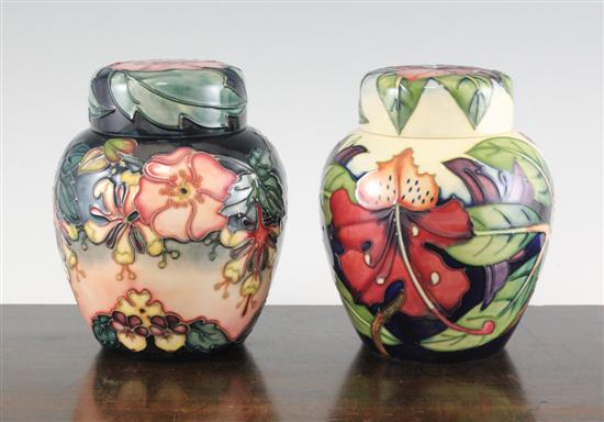 Two Moorcroft small ginger jars