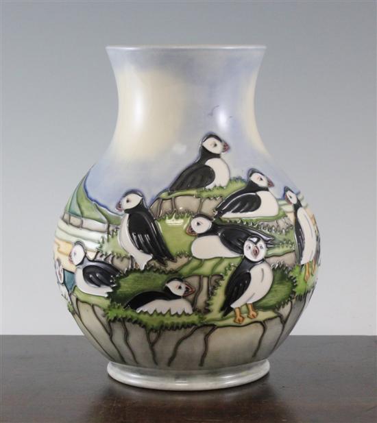 A Moorcroft Puffin pattern baluster 171795