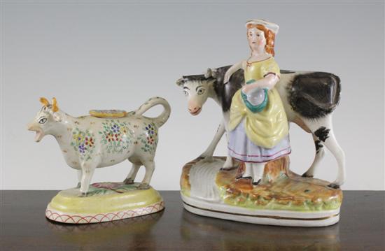 A Staffordshire pottery cow creamer