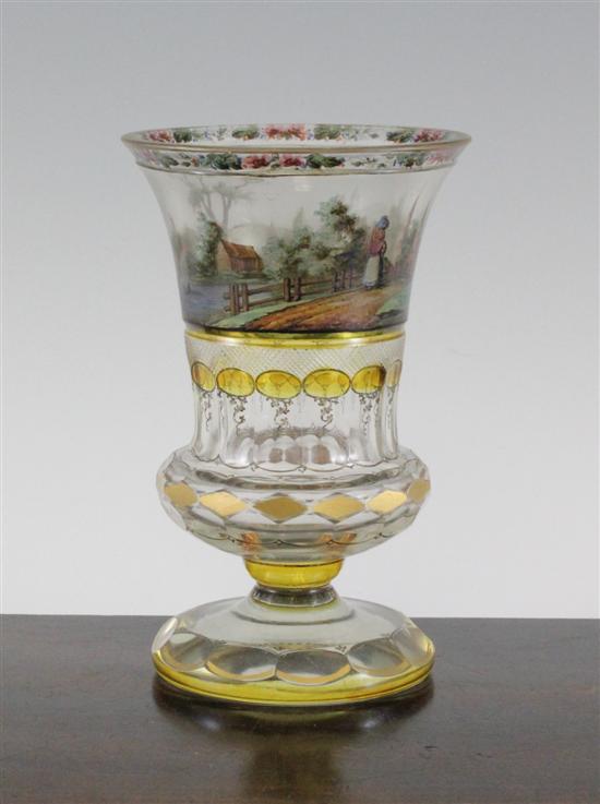 A Bohemian enamelled glass urn 1717a3