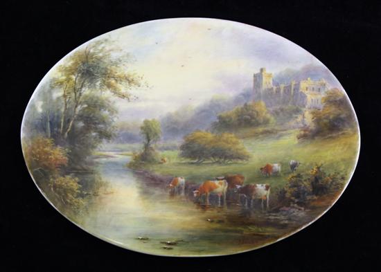 A Royal Worcester oval plaque painted