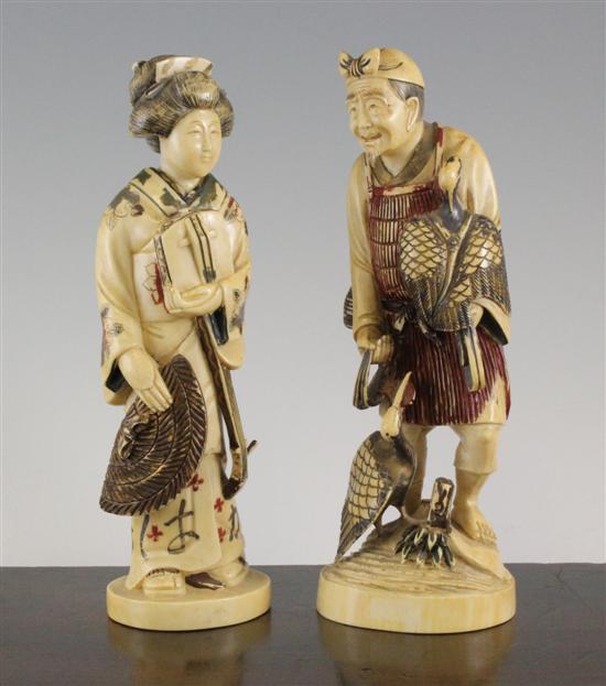 Two Japanese coloured ivory figures 1717d3