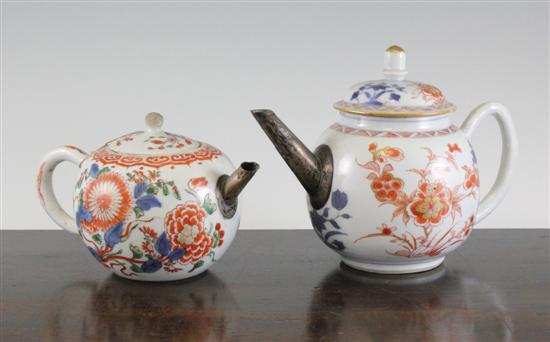Two Chinese export Imari teapots