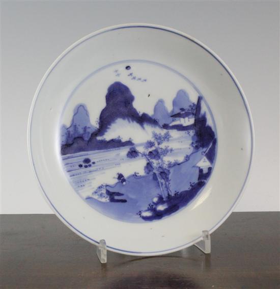 A Chinese blue and white saucer