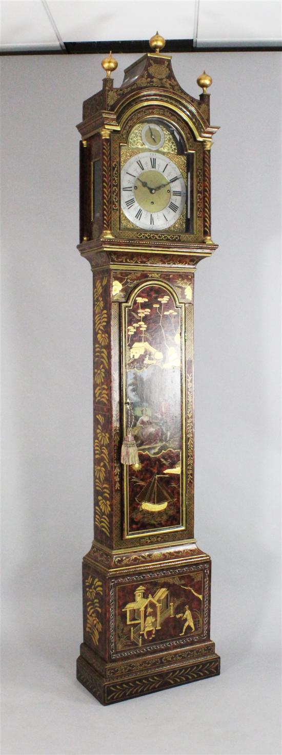 A George III chinoiserie lacquered eight