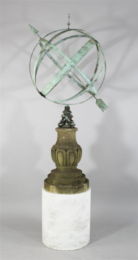 A modern green painted copper armillary 171850