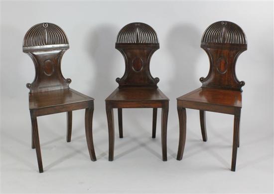 Three Regency mahogany hall chairs 171899