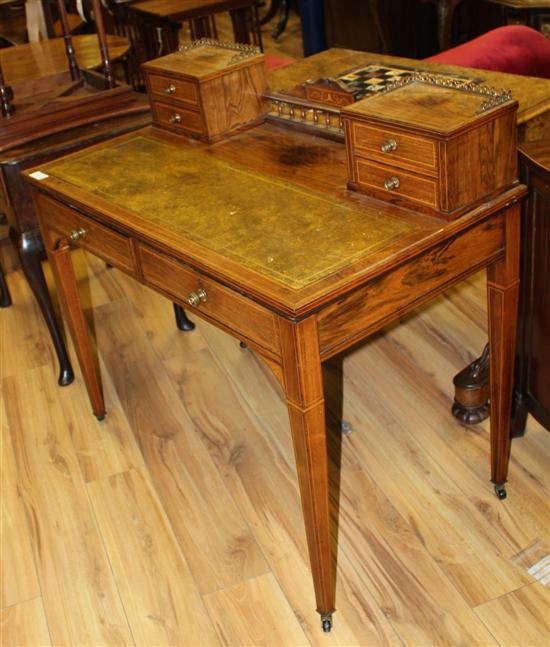 An Edwardian inlaid rosewood desk 1718dc