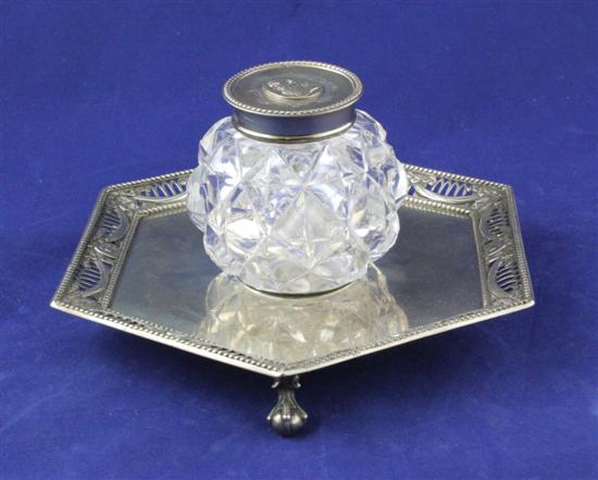 A Victorian silver inkstand of