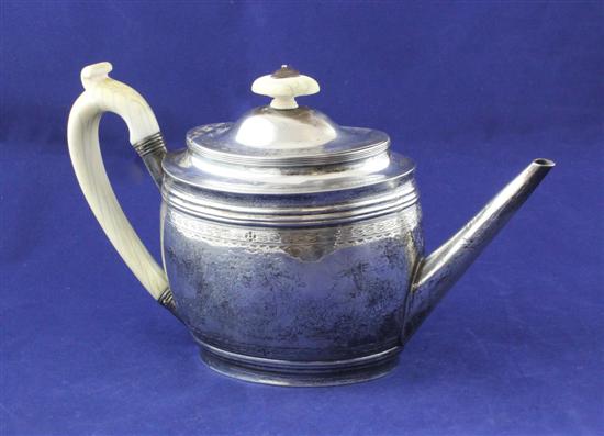 A George III silver oval teapot