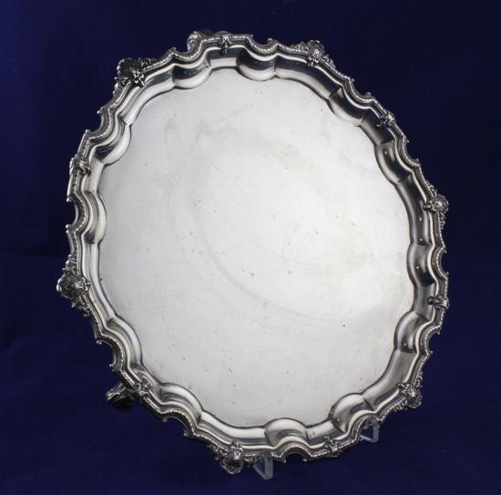 A George V silver salver of shaped