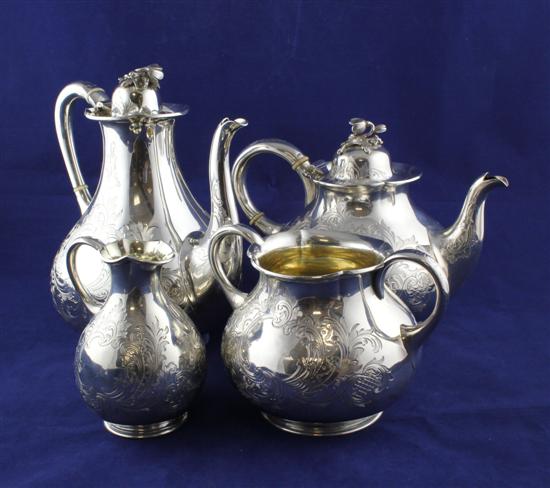 A Victorian silver four piece tea
