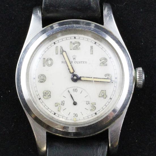 A 1940 s mid size steel Rolex Oyster 1719ee