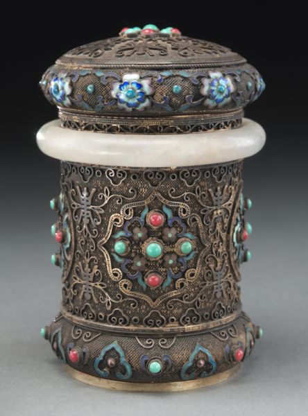 Chinese enamel over silver tea