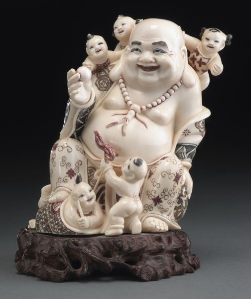 Chinese carved ivory Maitreya Buddha(International