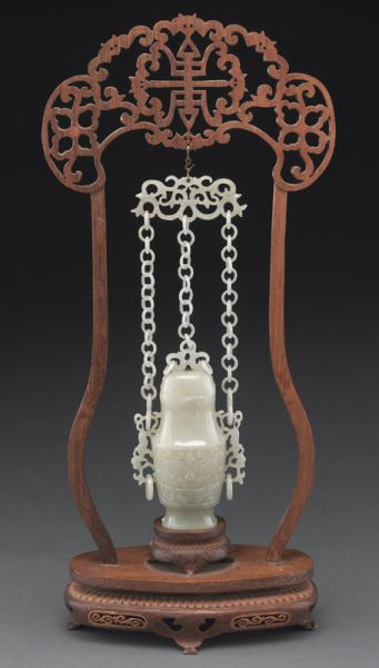 Chinese white jade chain hanging 17413b