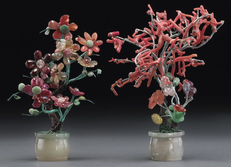 Pr Chinese carved jade trees with 17413c