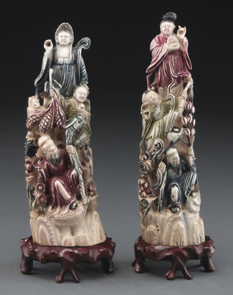  2 Chinese polychrome ivory carvings International 174144