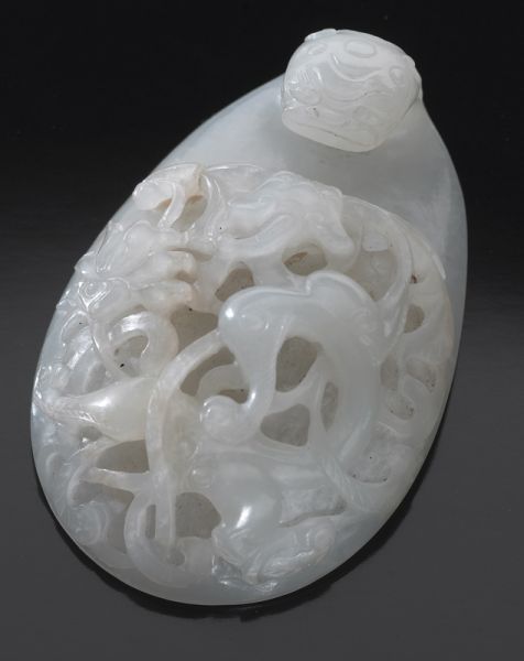 Chinese Qing carved white jade