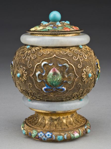 Chinese enamel over gilt silver 17415b