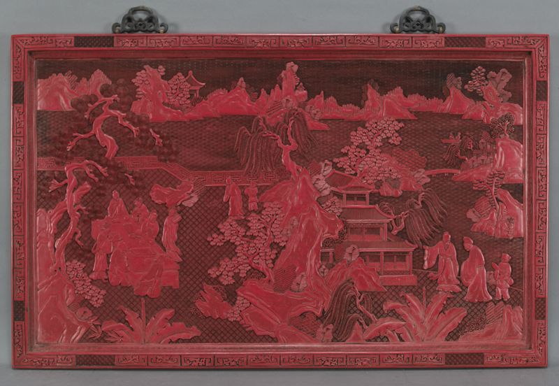 Chinese carved cinnabar paneldepicting 174153