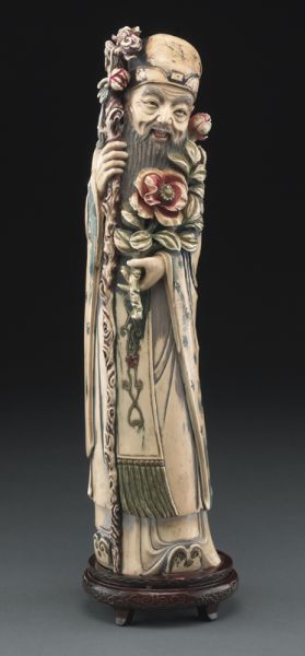 Chinese carved polychrome ivory 174174