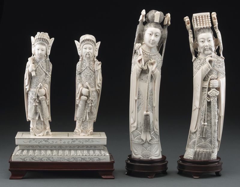  3 Chinese ivory carvings including International 17417f