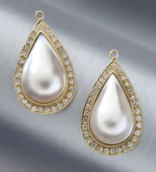 Pr 14K gold diamond and mabe pearl 1741f3