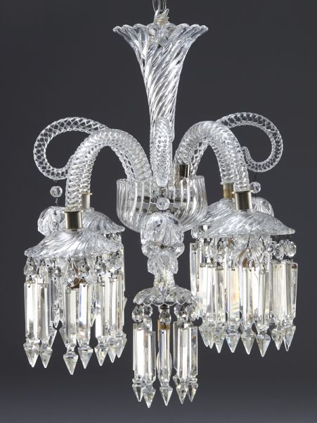 Baccarat style crystal five-light chandelierhaving
