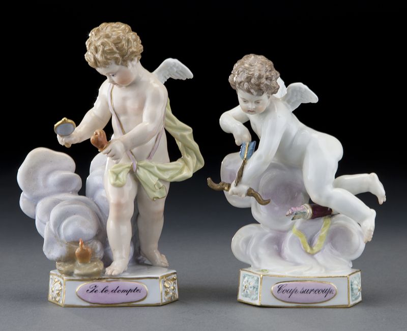 (2) Meissen porcelain figures of
