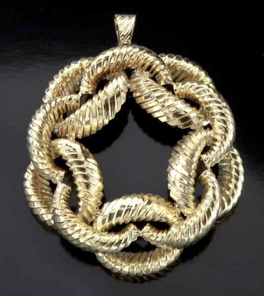 14K gold woven link pendant Tested 17421d