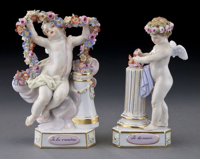 (2) Meissen porcelain figures of