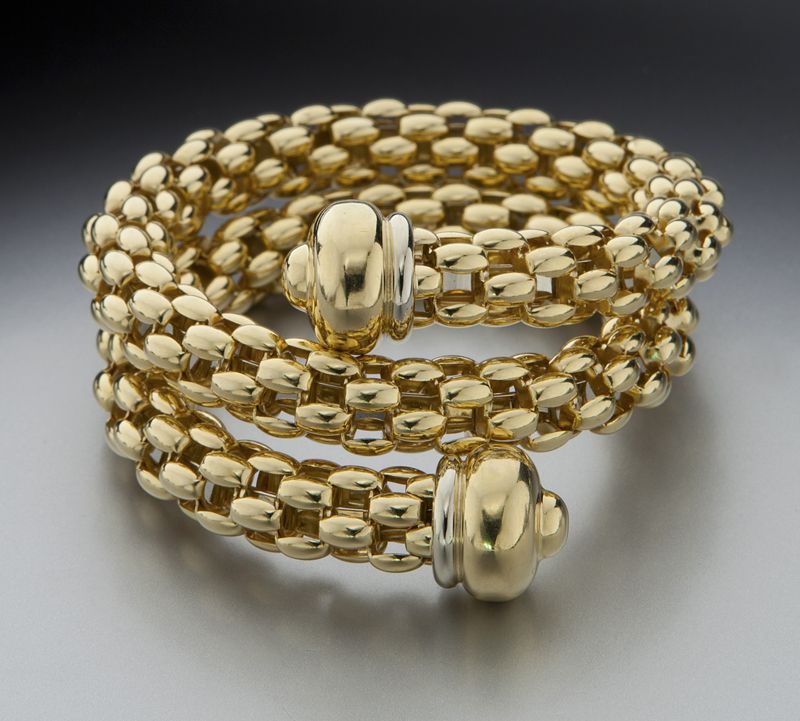 Italian 18K gold woven coil bracelet