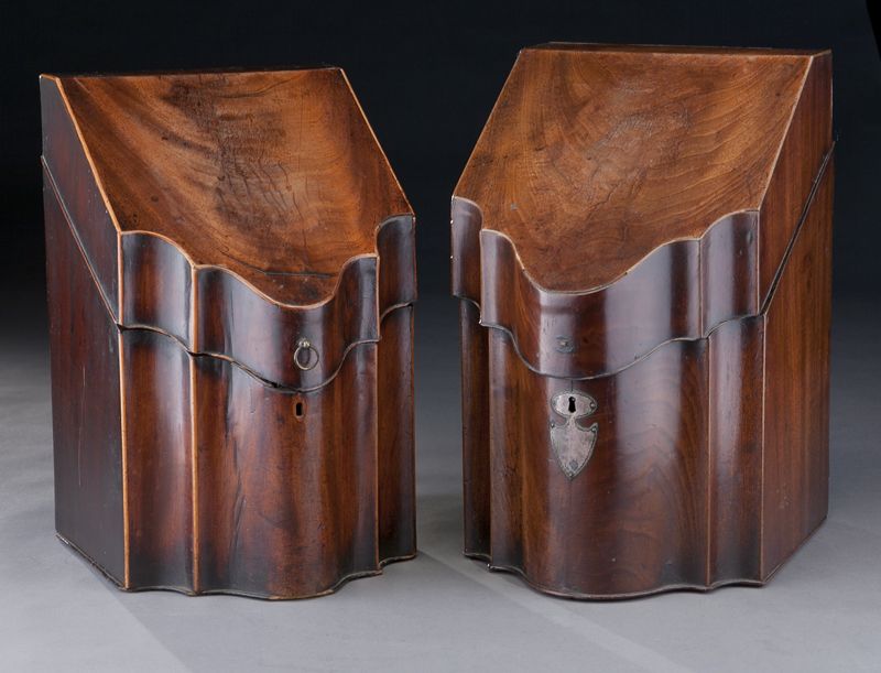  2 Georgian mahogany knife boxes 17424e