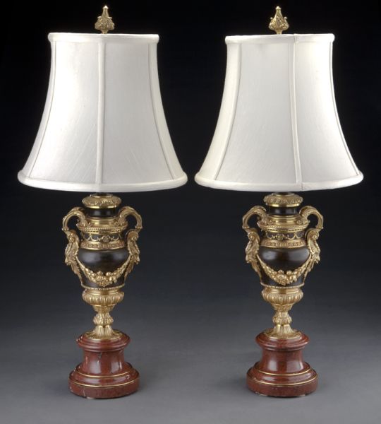Pr French gilt and patinated bronze 17427a