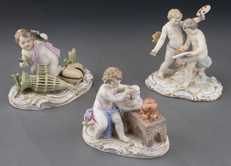  3 Meissen porcelain figural groups 17429a