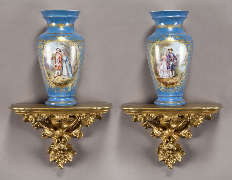 Pr Sevres style vases with celeste 1742ab