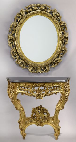 Louis XV style gilt mirror with