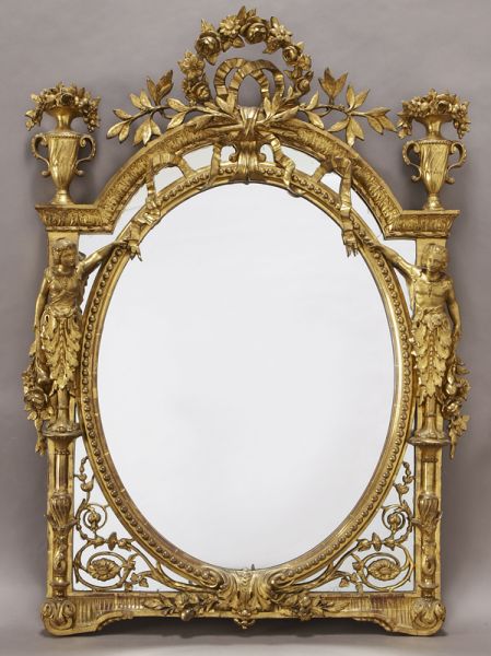 Louis XVI style carved gilt mirror 1742e2