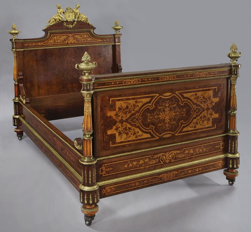 Louis XVI style ormolu mounted marquetry