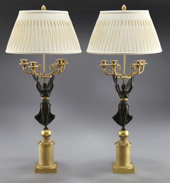 Pr Empire style gilt and patinated 174313