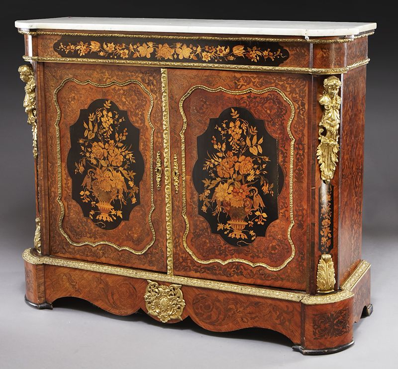 Napoleon III marquetry inlaid marble 17430d