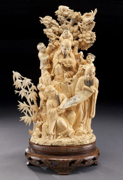 Chinese carved ivory figural group International 174322