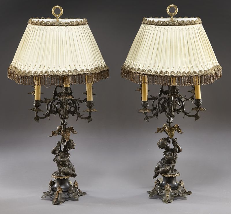 Pr French parcel gilt bronze 5 light 174363