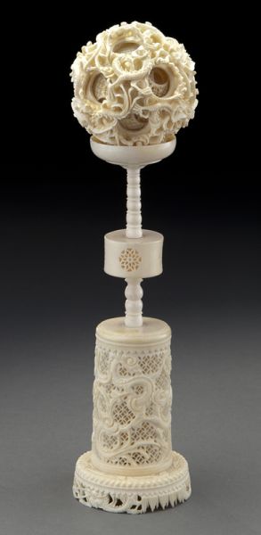 Carved ivory puzzle ball depicting 17435a