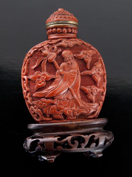 Chinese Qing Qianlong carved cinnabar 17436b